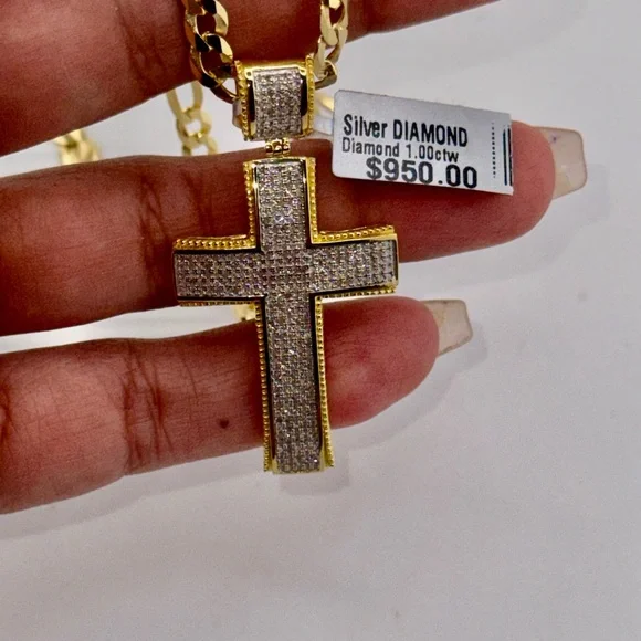 FREE Appraisal with this Stunning 1 carat real diamond cross pendant for men, - Picture 4 of 7